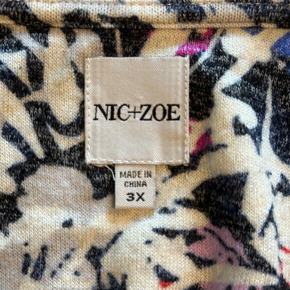 Nic+Zoe Doodle Camo Long Sleeve Tee Womens Sz 3X Multicolor Scribble Knit Tunic - Picture 6 of 9